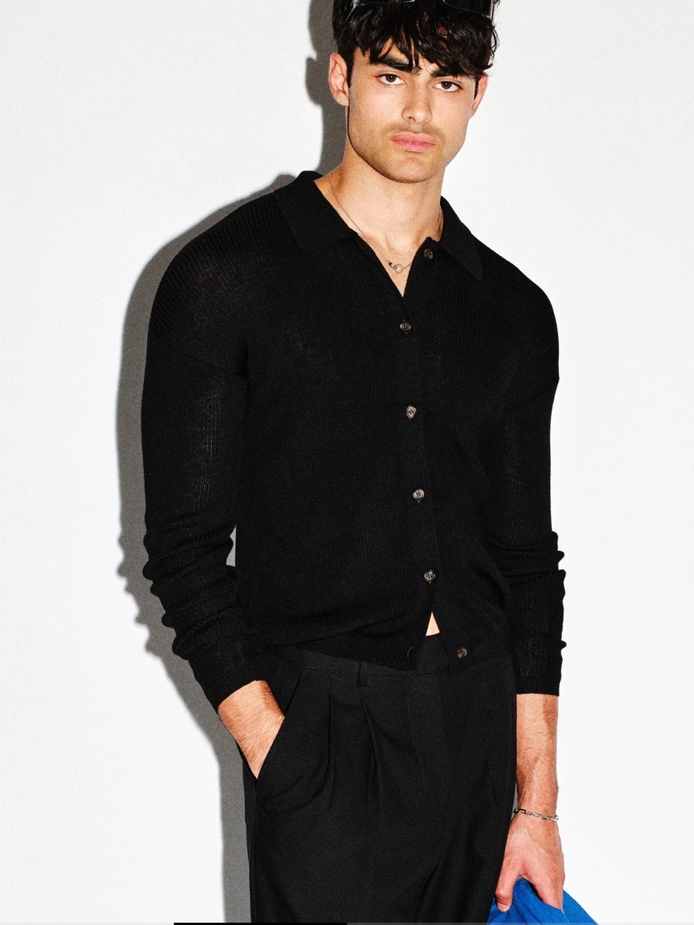 California Arts Tower Baby Cardigan Black 100% Wool Men’s Sz Large